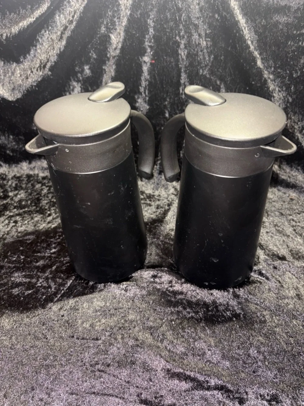 Set of 2 Matte Black Thermal Coffee Carafe Pitchers (Insulated Vacuum Flask)